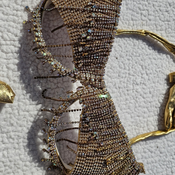 Gold Beaded Halter Rave Top - Picture 3 of 7
